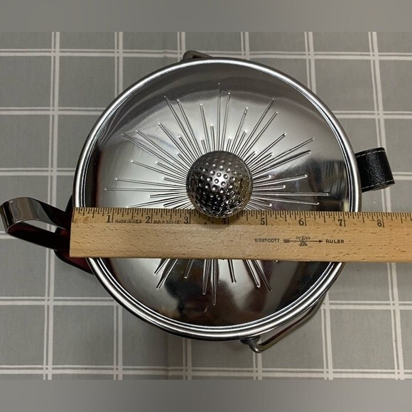 Vintage MCM Golf Theme Ice Bucket Silver Red Black Ice Tongs Golf Tee - Picture 9 of 9